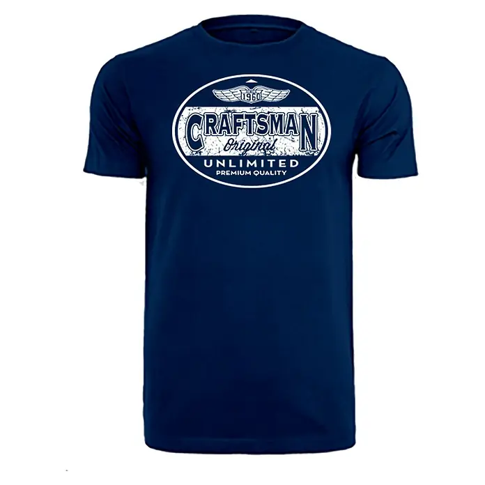 T-Shirt Handcrafter - Navy, XXL - Marineblaues T-Shirt mit "Craftsman"-Aufdruck und Vintage-Design für einen klassischen Look und ein angenehmes Tragegefühl.