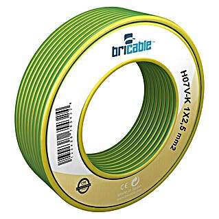 Bricable Cable unipolar (H07Z1-K, Número de cables: 1, 2,5 mm², 5 m, Verde/Amarillo)