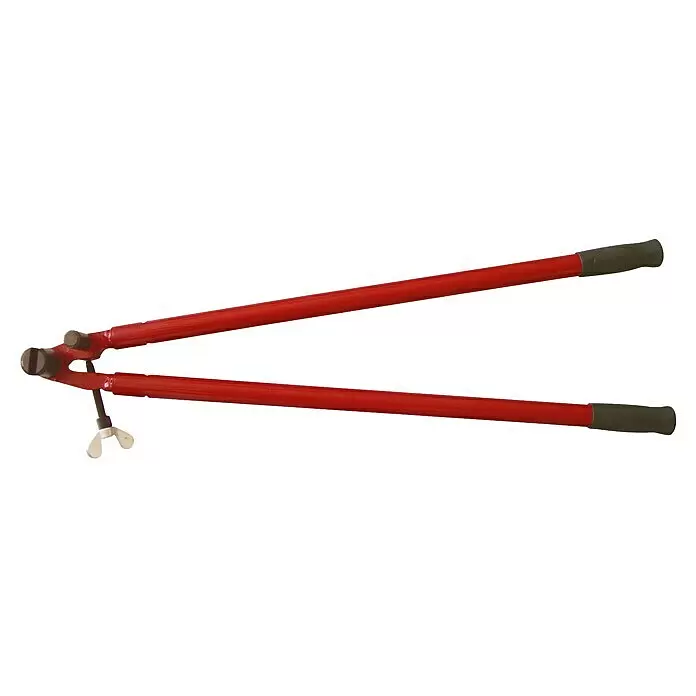 Stubai Rinneneisen Abbiegezange - Stahl, 600 mm, Geeignet für: Dachrinnen - Roter Bolzenschneider mit dunkelgrauen ergonomischen Griffen und einer silbernen Einstellschraube.