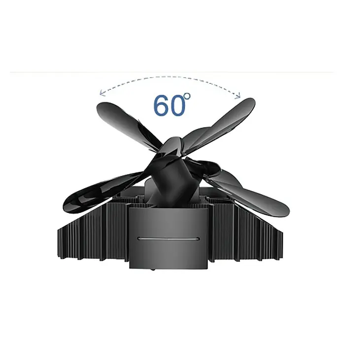 Valo Ofenventilator - Stromlos, 60° Drehend inkl. Temperaturanzeige - Schwarzer Ofenventilator mit Thermoelektrizität.  Der Ventilator hat einen Schwenkbereich von 60 Grad.