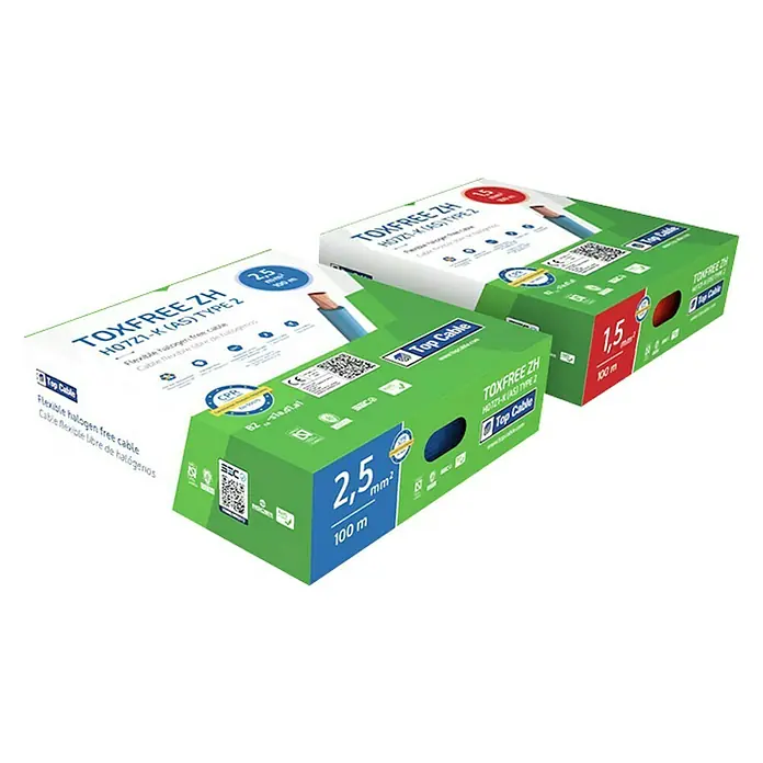 Bricable Cable unipolar - H07Z1-K, Número de cables: 1 ud., 2,5 mm x 100 m - Imagen del producto de cables TOXFREE ZH en diferentes tamaños, ideales para instalaciones eléctricas seguras y flexibles.