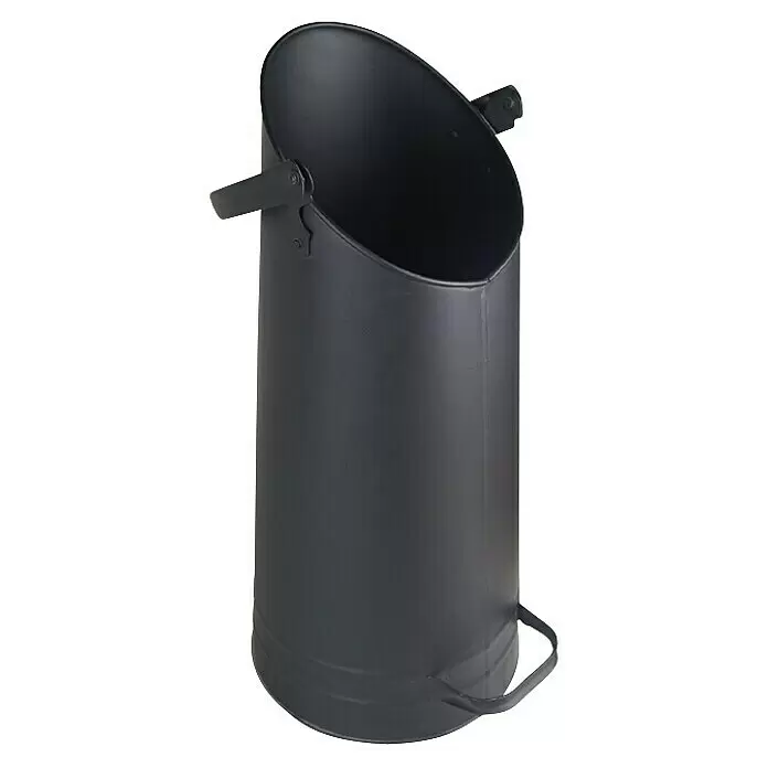 Valo Pelletbehälter - 21,5 x 23 x 51 cm, Schwarz - Schwarzer Kohleeimer aus Metall mit schräger Öffnung und Griffen.
