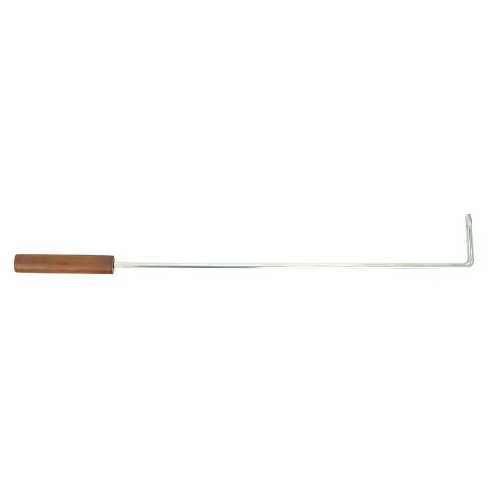 Valo Kamingarnitur Malmö - 24 x 17 x 63 cm, Schwarz - Nahaufnahme eines L-förmigen Werkzeugs mit braunem Griff, das für verschiedene Reparatur- und Wartungsarbeiten verwendet wird.