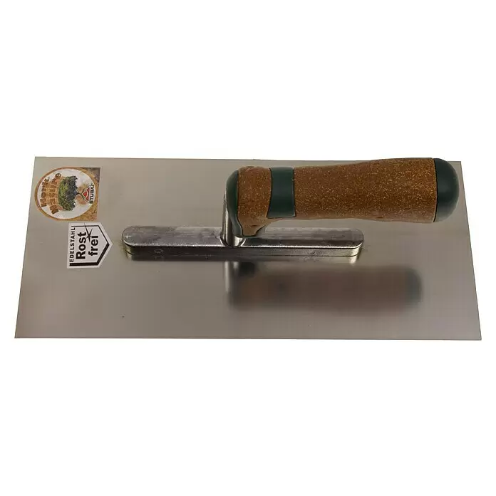 Stubai Glättkelle - Zahnung: Ungezahnt, 280 x 130 mm - Edelstahl Glättekelle mit braunem Korkgriff, als 'Rost frei' gekennzeichnet für Langlebigkeit.