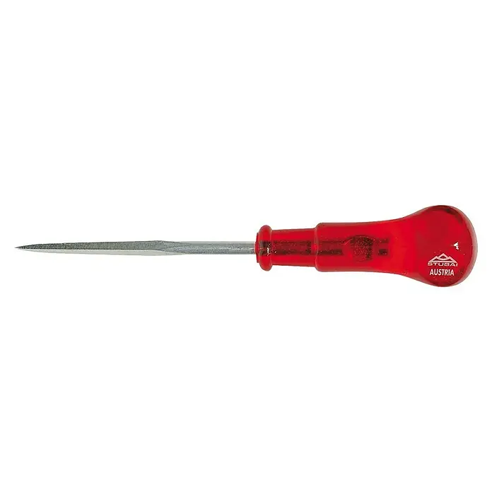 Stubai Vorstecher - Form: Quadratisch - Ein roter Stechbeitel mit einem scharfen, spitzen Ende, ideal zum Stechen und Ausbessern von Holz.