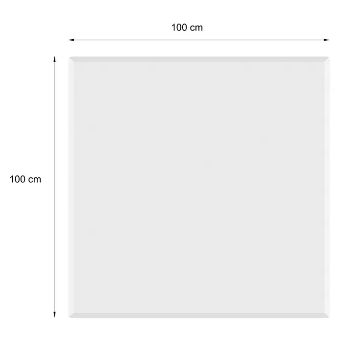Valo Glasbodenplatte - 100 x 100 cm - Quadratischer, weißer Spiegel mit den Maßen 100 cm x 100 cm für Badezimmer oder Schlafzimmer.\n
