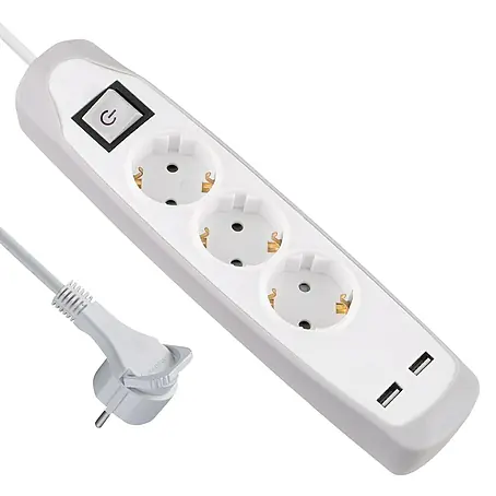 Electraline  Base de enchufe múltiple con USB Gummy