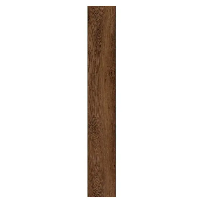 Krono Original Laminat Organic Flex - Tobacco Manor Oak, Landhausdiele, 1.288 x 189 x 7 mm - Detailaufnahme einer braunen Holzdiele mit markanter Maserung, ideal für rustikale Bodenbeläge und Möbeldesigns.