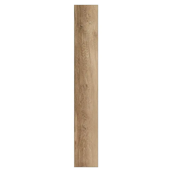 Krono Original Laminat Organic Flex - Hazel Range Oak, Landhausdiele, 1.288 x 189 x 7 mm - Nahaufnahme einer langen, schmalen Holzdiele mit einer natürlichen, hellbraunen Farbe und einer deutlichen Maserung.
