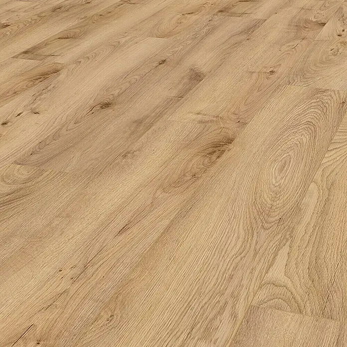 Krono Original Laminat Organic Flex - Tuscan Manor Oak, Landhausdiele, 1.288 x 189 x 7 mm - Ein Bodenbelag aus hellem Holzdekor, der die natürliche Maserung und Wärme des Holzes zeigt. Perfekt für ein gemütliches Ambiente.