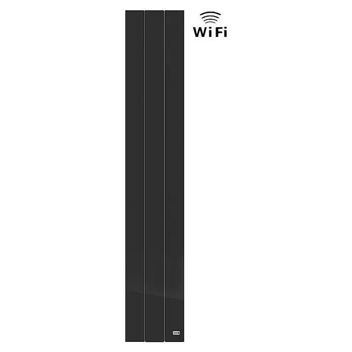 HJM Emisor térmico Vertical Ixora - 1.000 W, Negro, 10 x 25,5 x 150 cm, Cerámico - Un radiador negro elegante con tres paneles verticales, perfecto para espacios de vida modernos, que proporciona una calor elegante y un diseño impecable.