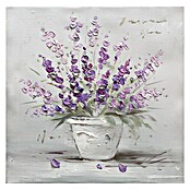 Cuadro pintado a mano Dipinto Flower vase and lilacs (Florero y lilas, 30 x 30 cm)