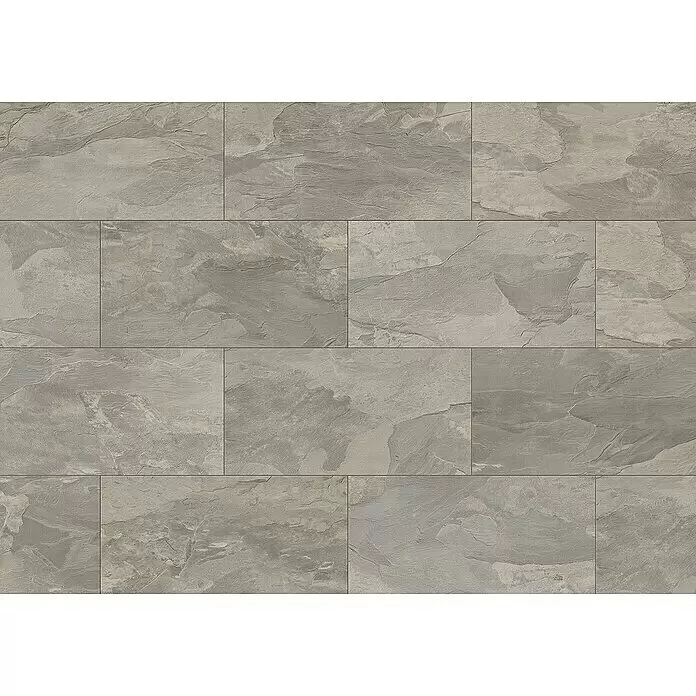 Krono Original Laminat Organic Classic - Silverado Slate, Fliese, 638 x 330 x 8 mm - Strukturierte graue Rechteckfliesen in Natursteinoptik, geeignet für Boden- oder Wandverkleidung.