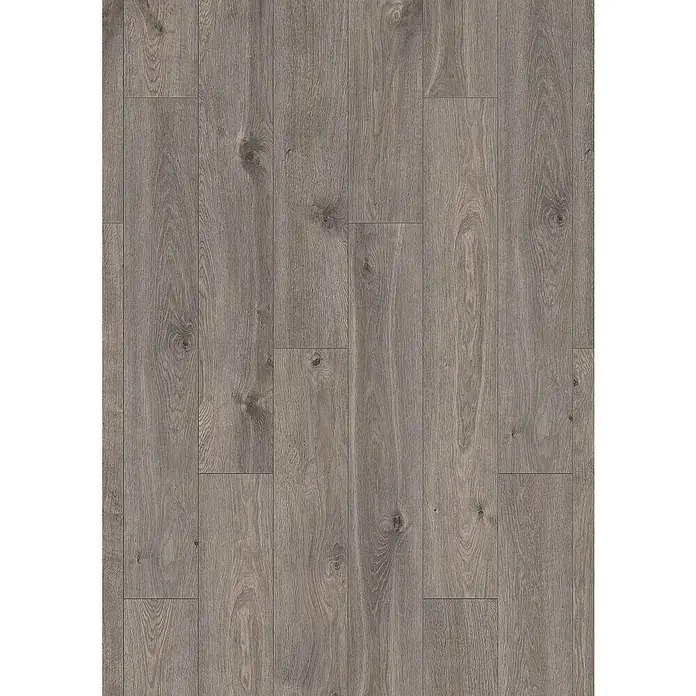 LOGOCLIC Aquaprotect Laminat - Moonlight Oak, Landhausdiele, 1.288 x 195 x 8 mm - Graue Holzstruktur für Bodenbelag. Das Bodenmuster erzeugt eine natürliche und warme Atmosphäre im Raum.
