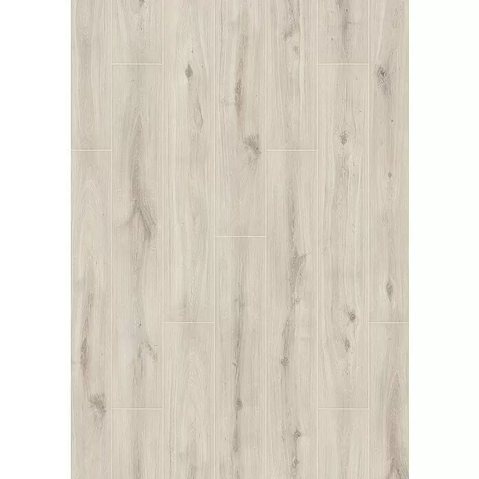 Krono Original Laminat Organic Classic - Misty Plains Oak, Landhausdiele, 1.288 x 195 x 8 mm - Helle Holzoptik-Bodenplanken mit Maserung und Ästen.