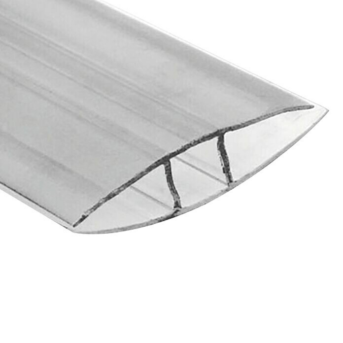 Perfil en H para placas de policarbonato 10 mm (3 m x 72 mm x 11 mm, Policarbonato, Transparente)