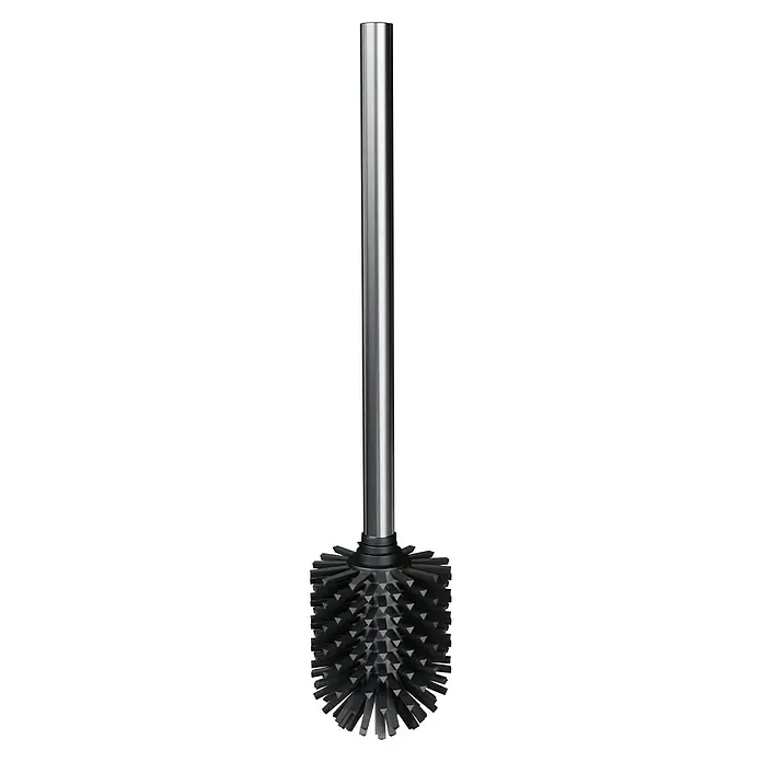 Camargue Ersatzbürste - Mit Rohr, Thermoplast, Farbe: Edelstahl/Schwarz, Höhe: 35 cm - Toilettenbürste mit einem silbernen Griff und einem Bürstenkopf aus schwarzen Borsten. Praktisches Badezimmerzubehör für eine einfache Reinigung.