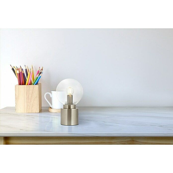 Globo Lámpara de sobremesa redonda Marka (25 W, Ø x Al: 15 x 24,5 cm, Níquel mate, E14) | BAUHAUS