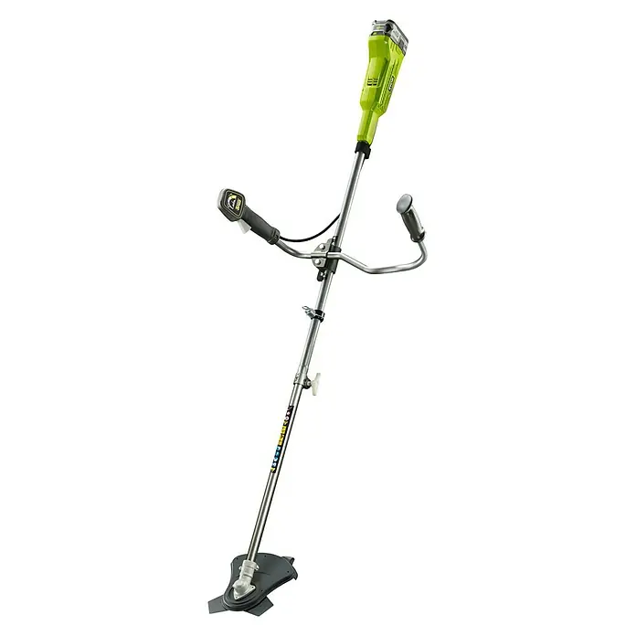 Ryobi ONE+ Akku-Rasentrimmer RBC 18X20B4F - 18 V, 4 Ah, Li-Ionen, 1 Akku, Schnittbreite Messer: 20 cm, Schnittbreite Faden: 30 cm - Freischneider mit Akkuantrieb für müheloses Trimmen von Rasen und Gestrüpp, ideal für Gartenarbeiten.