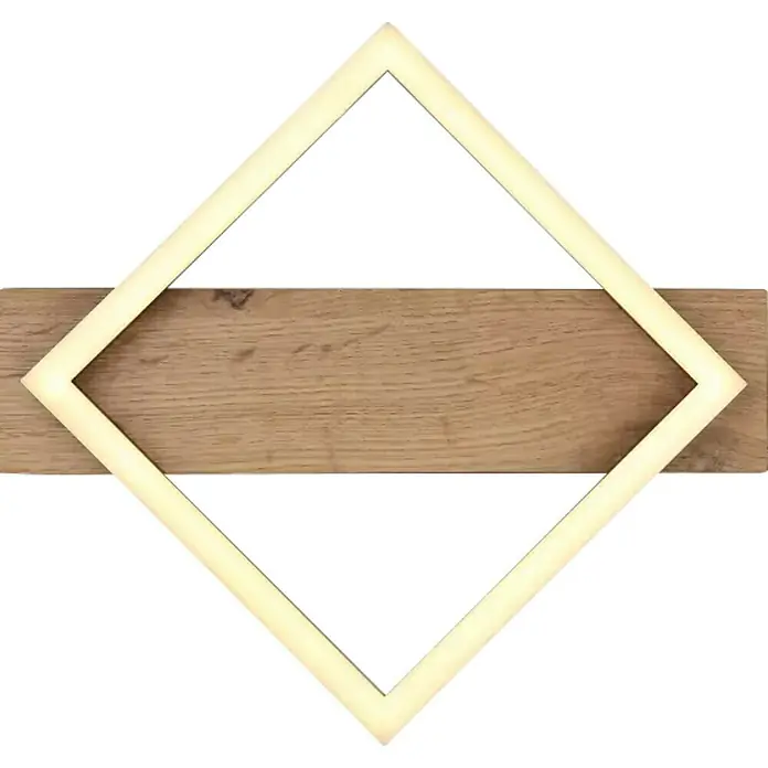 Globo LED-Deckenleuchte Beatrix - 12 W, Warmweiß, Holz/Schwarz, L x B x H: 33 x 31 x 5,5 cm, 1 Stk. - Einzigartiges Wanddekorationsobjekt mit einem quadratischen Rahmen auf einem Holzbrett, das eine moderne und minimalistische Ästhetik verleiht.