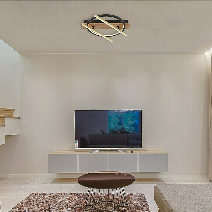 Globo LED-Deckenleuchte Beatrix (32 W, Warmweiß, Schwarz-matt, L x B x H: 440 x 400 x 90 mm) | BAUHAUS