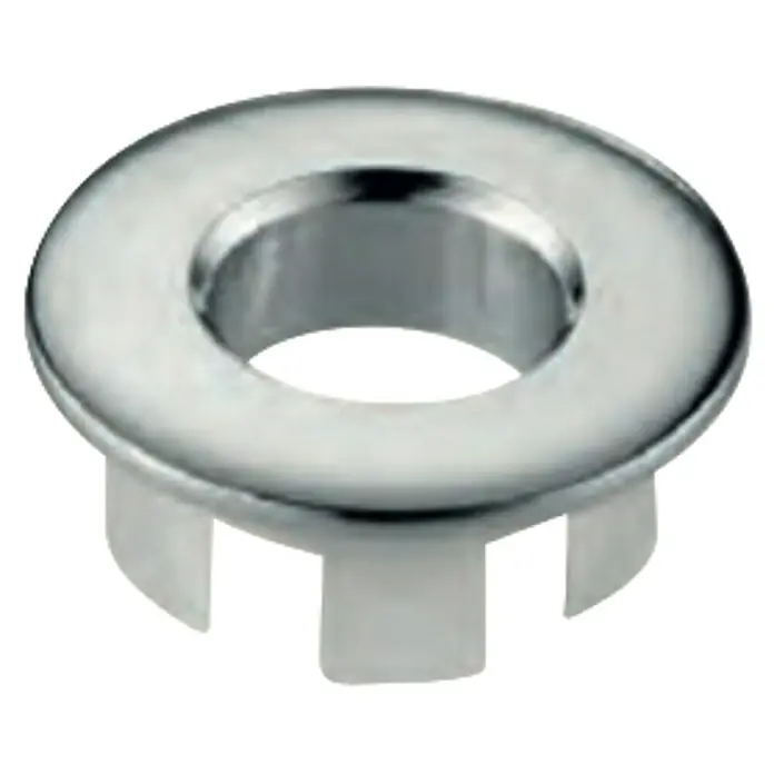 Imex Embellecedor para rebosadero - Metal, Cromo - Un anillo de rebosadero de lavabo cromado brillante con clavijas de montaje blancas para lavabos, solución elegante.