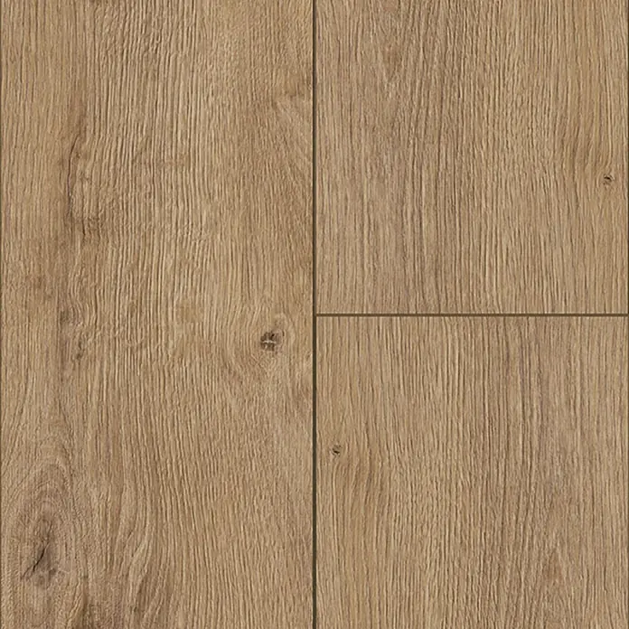 Krono Original Laminat Organic Flex - Flax River Oak, Landhausdiele, 1.288 x 189 x 7 mm - Detailaufnahme von hellem Laminatboden mit Holzmaserung und quadratischen Paneelen, ideal für modernes Interieur Design.