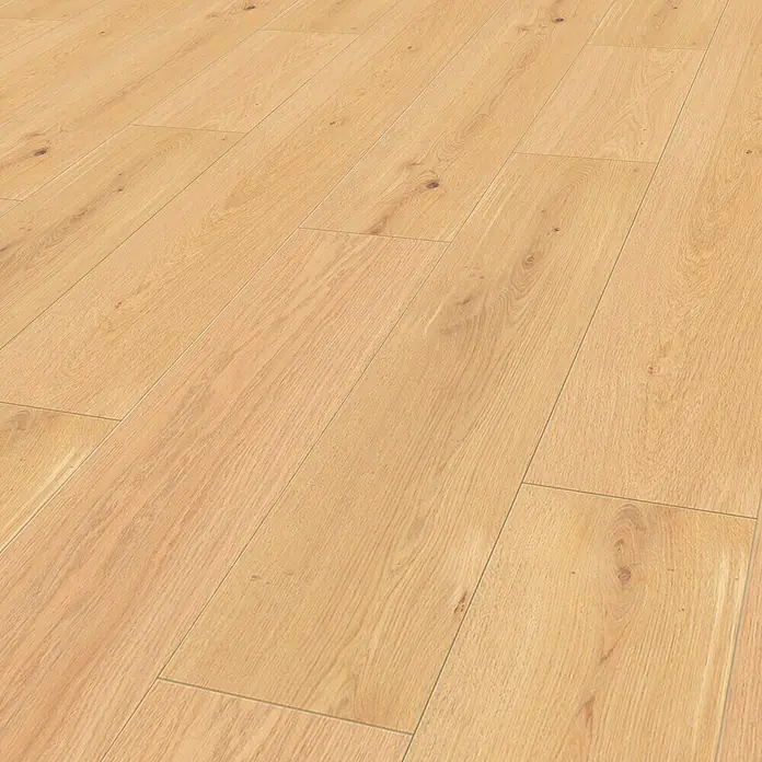 Krono Original Vinylboden Rocko 5 - Salem Oak, Landhausdiele, 1.210 x 295 x 5 mm - Detailaufnahme eines Laminatbodens in Holzoptik, der Wärme und Natürlichkeit in jeden Raum bringt. Die feine Maserung sorgt für eine elegante Optik.