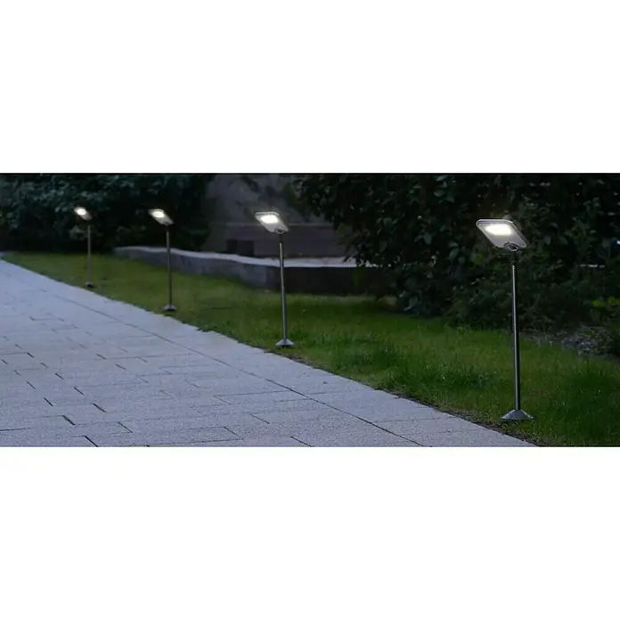 Lutec Baliza exterior LED 2 + panel solar Sun Connec - Altura: 58 cm, Gris - Las luces decorativas de jardín bordean el camino, creando un ambiente atmosférico en el área exterior. Las lámparas son modernas y elegantes.