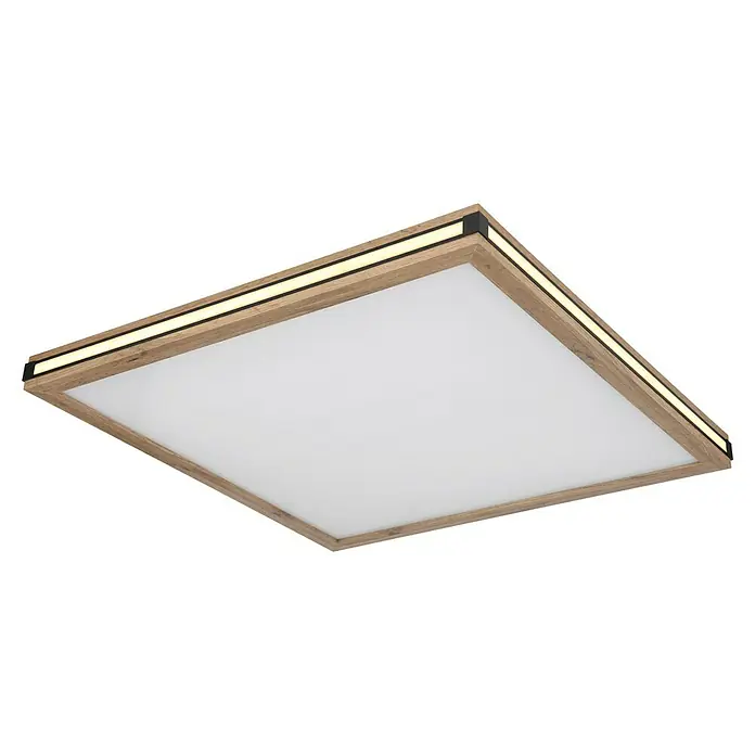 Globo LED-Deckenleuchte Carla - 24 W, Warmweiß, Holzoptik, L x B x H: 60 x 60 x 7,5 cm - Deckenleuchte mit Holzrahmen und integrierter LED-Beleuchtung für eine moderne und stilvolle Beleuchtung im Raum.