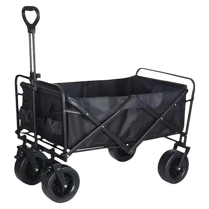 Fulmo Carretilla de transporte - L x An x Al: 99 x 51 x 88 cm, Carga soportada: 75 kg - Carro plegable negro con ruedas y un mango para facilitar el transporte de objetos al aire libre.