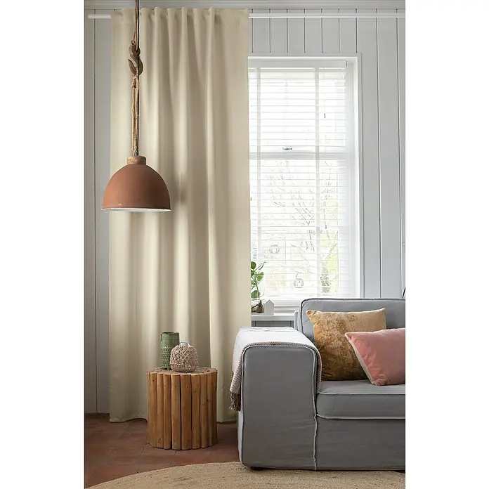 Elbersdrucke Verduisteringsgordijn met verborgen lussen, Sundown 09, beige, verduisterend, warmte-isolerend, energiebesparend, 255 x 135 cm, gordijn