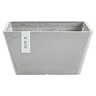 Ecopots Berlin Pflanzschale eckig (Außenmaß (L x B x H): 41 x 41 x 18 cm, Kunststoff, Weiß Grau)