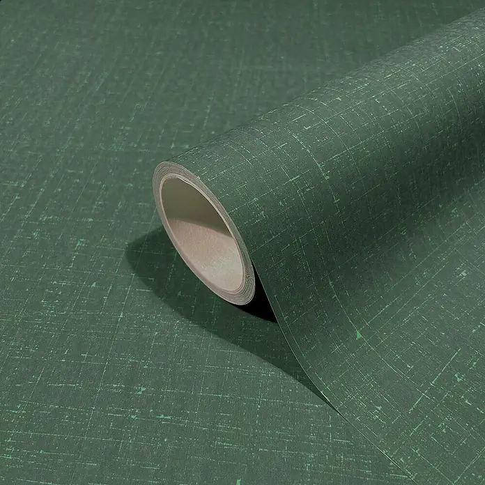 Marburg Heritage Vliestapete Vintage-Look - Grün, Uni, 10,05 x 0,53 m - Eine Rolle strukturiertes, dunkelgrünes Vinyltapete, perfekt für die Wandgestaltung und Raumausstattung.