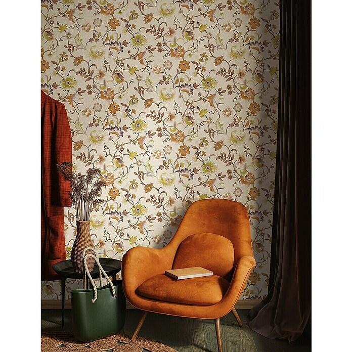 Marburg Heritage Vliestapete Blumenmotiv (Rosa/Braun/Orange, Floral, 10,05 x 0,53 m) | BAUHAUS