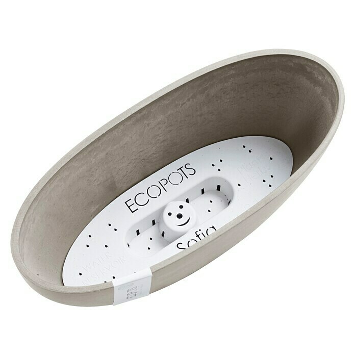 Ecopots Sofia Pflanzschale Oval (L x B x H: 30 x 13 x 13,5 cm, Braungrau) | BAUHAUS