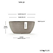 Ecopots Sofia Pflanzschale Oval (L x B x H: 30 x 13 x 13,5 cm, Braungrau) | BAUHAUS