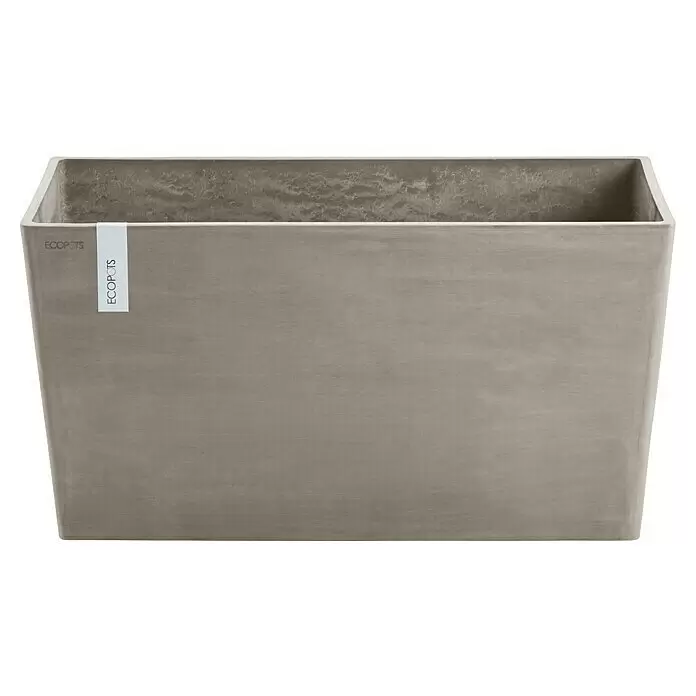 Ecopots Pflanzkasten Paris - Außenmaß (L x B x H): 60 x 26,2 x 40,5 cm, Kunststoff, Braungrau - Rechteckiger grauer ECOPOTS Pflanzkübel mit Beton-Optik.