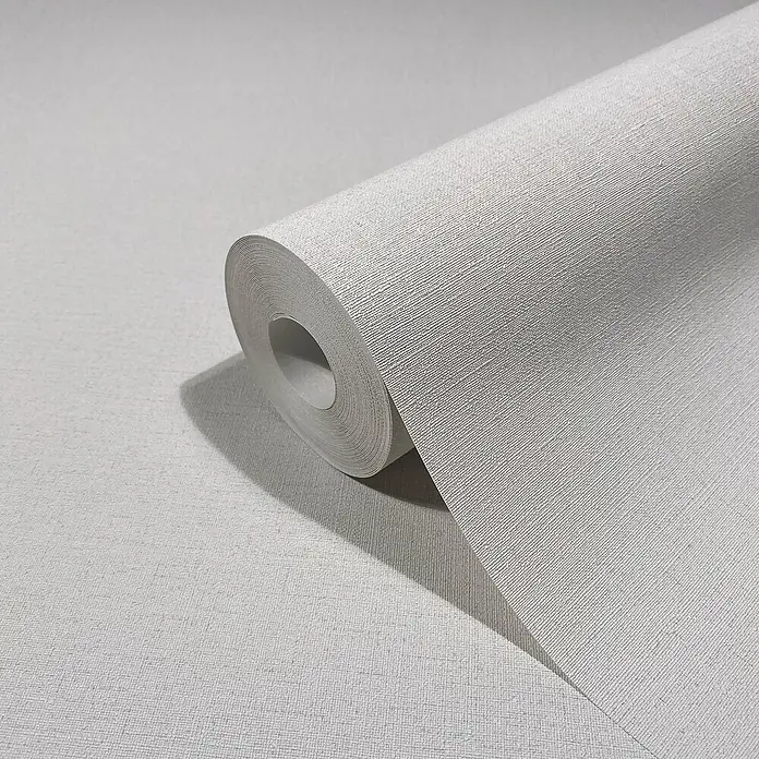 Glööckler Pompöös Provence Vliestapete - Grau/Weiß, Uni, 10,05 x 0,53 m - Eine Rolle graue Strukturtapete mit feiner, textiler Oberfläche, die sich ideal für die Wandgestaltung eignet. Das schlichte Design bietet vielseitige Einsatzmöglichkeiten.