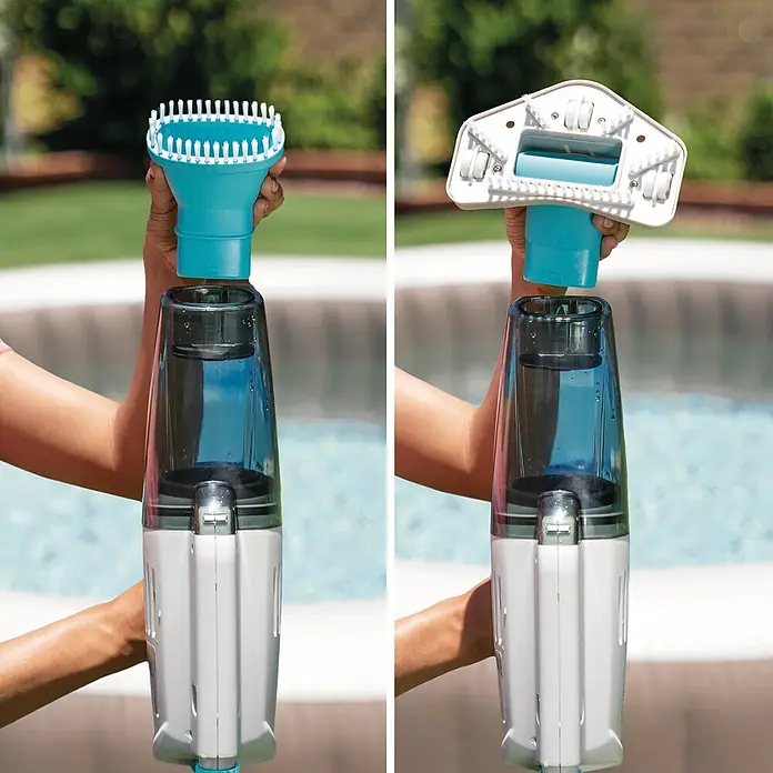 Intex Aspirador para piscina Basic ZR100 - A batería, Específico para: Piscinas elevadas de hasta 5,49 m de diámetro - Aspiradora de mano con accesorios para limpiar piscinas y spas.