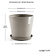 Ecopots Amsterdam Pflanzkübel rund (Außenmaß (Ø x H): 30 x 25,9 cm, Kunststoff, Braungrau, Mit Bewässerungssystem) | BAUHAUS