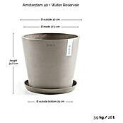 Ecopots Amsterdam Pflanzkübel rund (Außenmaß (Ø x H): 40 x 34,8 cm, Kunststoff, Braungrau, Mit Bewässerungssystem) | BAUHAUS