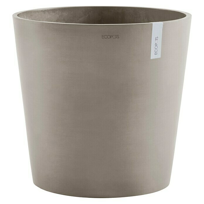 Ecopots Amsterdam Pflanzkübel rund (Außenmaß (Ø x H): 50 x 44,3 cm, Kunststoff, Braungrau, Mit Bewässerungssystem) | BAUHAUS