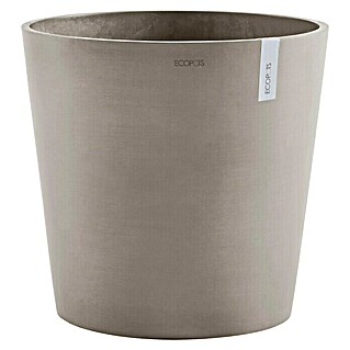 Ecopots Amsterdam Pflanzkübel rund (Außenmaß (Ø x H): 50 x 44,3 cm, Kunststoff, Braungrau, Mit Bewässerungssystem)