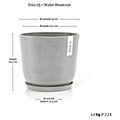 Ecopots Oslo Pflanztopf mit Wasserspeicher (Außenmaß (Ø x H): 25 x 21,8 cm, Kunststoff, Weißgrau) | BAUHAUS