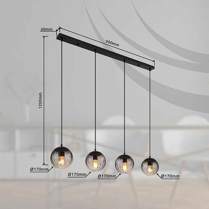 Globo Dallerta Visilica  (60 W, Crna, D x Š x V: 95 x 28 x 120 cm, 4 Kom.) | BAUHAUS