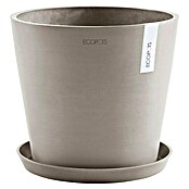 Ecopots Amsterdam Pflanzkübel rund (Außenmaß (Ø x H): 30 x 25,9 cm, Kunststoff, Braungrau, Mit Bewässerungssystem) | BAUHAUS