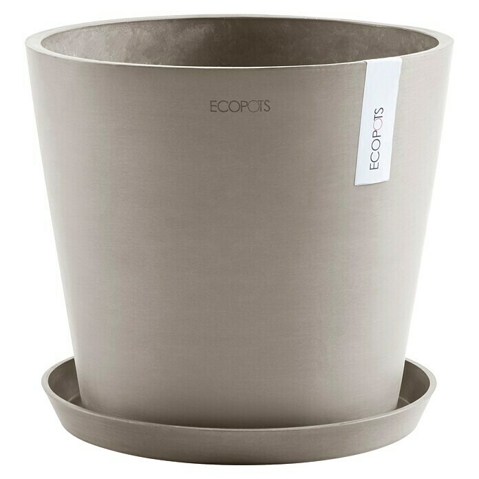 Ecopots Amsterdam Pflanzkübel rund (Außenmaß (Ø x H): 40 x 34,8 cm, Kunststoff, Braungrau, Mit Bewässerungssystem) | BAUHAUS