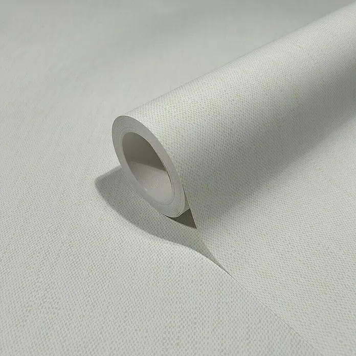 Marburg Heritage Vliestapete Textil-Optik - Weißgrün, Uni, 10,05 x 0,53 m - Eine Rolle stilvoller, hellgrauer Tapete mit einem dezenten, strukturierten Muster, perfekt für die moderne Raumgestaltung.
