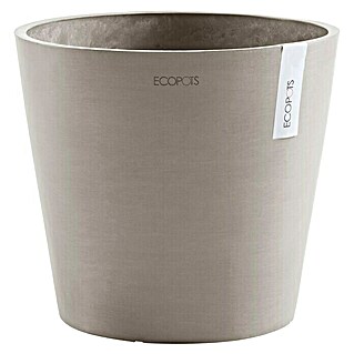 Ecopots Amsterdam Pflanzkübel rund (Außenmaß (Ø x H): 40 x 34,8 cm, Kunststoff, Braungrau, Mit Bewässerungssystem)